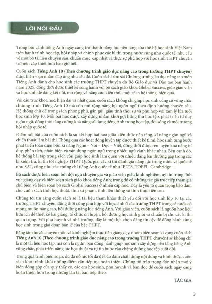 TIẾNG ANH 10 (Theo chương trình giáo dục nâng cao trong trường THPT chuyên)